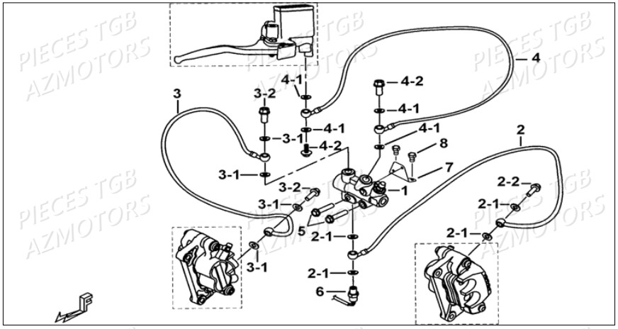 Distributeur Freinage Avant AZMOTORS Pieces TGB BLADE 1000 LT SL (No Serie RFCETTETA... Type ETT)

