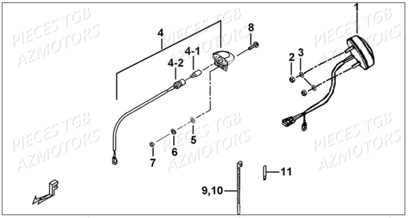 Eclairage Arriere AZMOTORS Pieces TGB BLADE 1000 LT SL (No Serie RFCETTETA... Type ETT)

