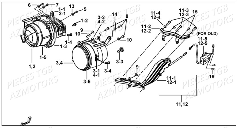 Eclairage Avant AZMOTORS Pieces TGB BLADE 1000 LT SL (No Serie RFCETTETA... Type ETT)

