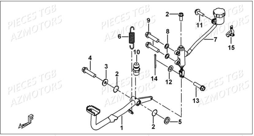 Pedale De Frein AZMOTORS Pieces TGB BLADE 1000 LT SL (No Serie RFCETTETA... Type ETT)

