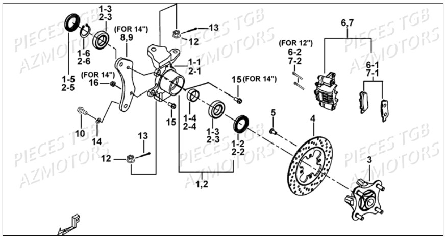 Porte Fusee De Direction AZMOTORS Pieces TGB BLADE 1000 LT SL (No Serie RFCETTETA... Type ETT)

