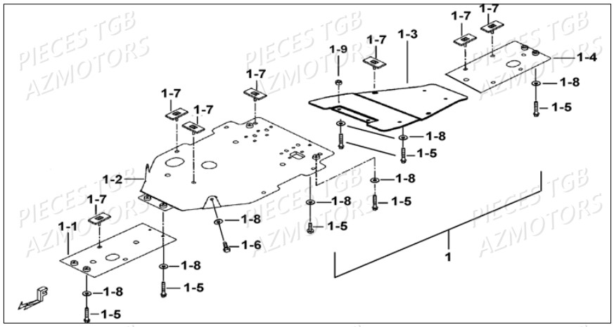 Protections Chassis Aluminium  Option AZMOTORS Pieces TGB BLADE 1000 LT SL (No Serie RFCETTETA... Type ETT)

