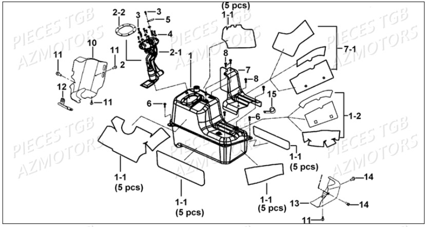 Reservoir Et Isolants AZMOTORS Pieces TGB BLADE 1000 LT SL (No Serie RFCETTETA... Type ETT)

