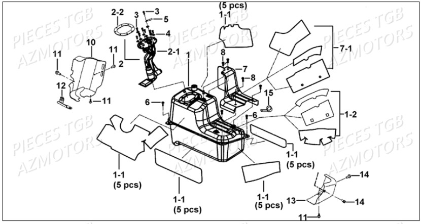 RESERVOIR ET ISOLANTS AZMOTORS BLADE 1000 LT SL