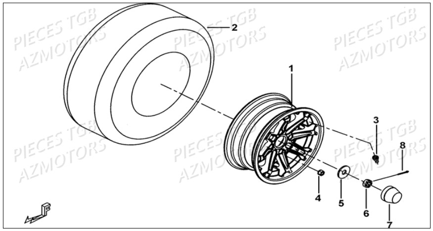 Roues Avant AZMOTORS Pieces TGB BLADE 1000 LT SL (No Serie RFCETTETA... Type ETT)

