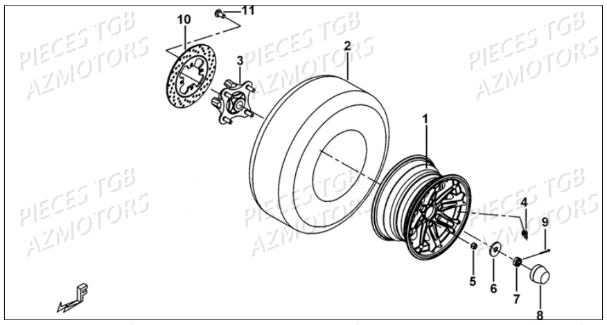Roues Arriere AZMOTORS Pieces TGB BLADE 1000 LT SL (No Serie RFCETTETA... Type ETT)

