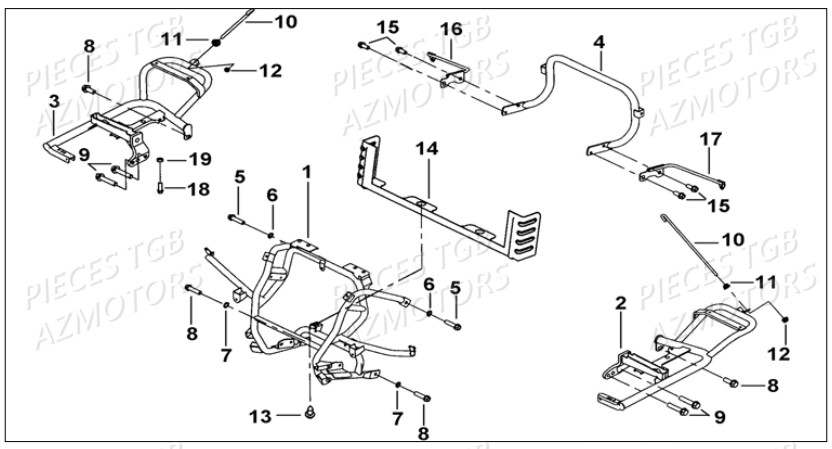 Support Pare Chocs AZMOTORS Pieces TGB BLADE 1000 LT SL (No Serie RFCETTETA... Type ETT)

