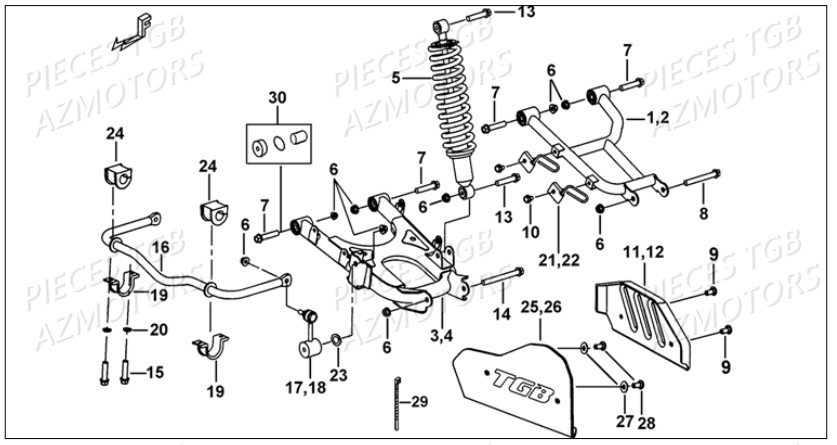 Suspension Arriere AZMOTORS Pieces TGB BLADE 1000 LT SL (No Serie RFCETTETA... Type ETT)

