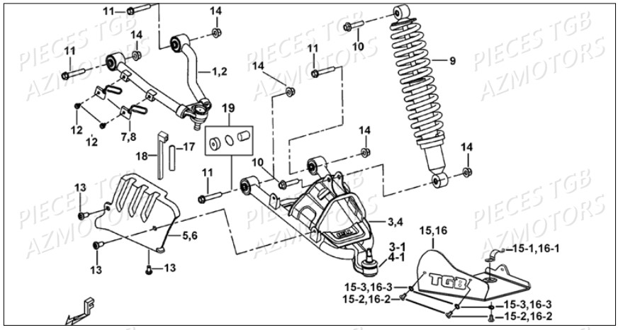 SUSPENSION AVANT AZMOTORS BLADE 1000 LT SL