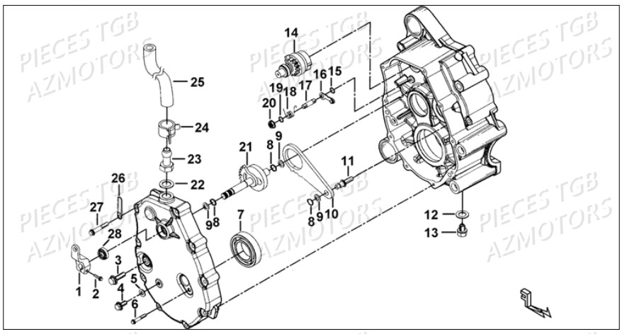 Transmission 2 AZMOTORS Pieces TGB BLADE 1000 LT SL (No Serie RFCETTETA... Type ETT)


