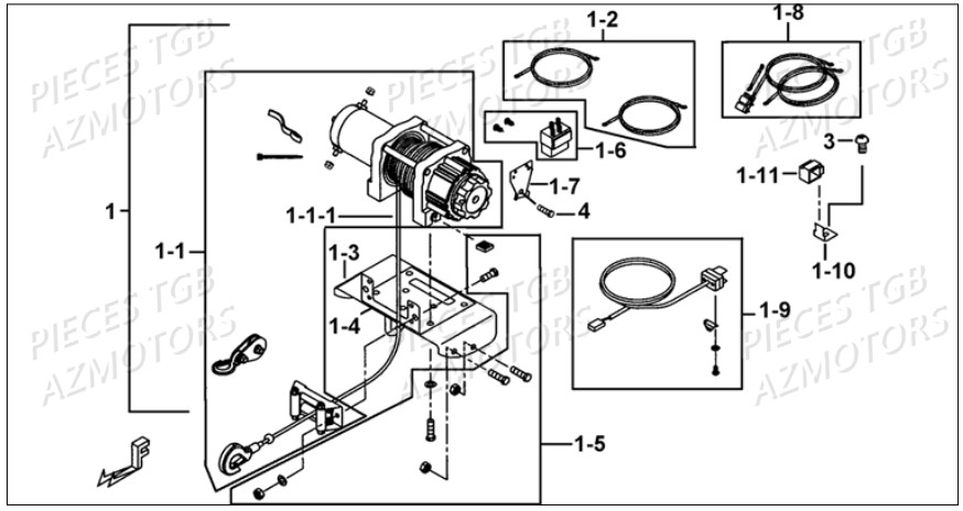 Treuil  Option AZMOTORS Pieces TGB BLADE 1000 LT SL (No Serie RFCETTETA... Type ETT)

