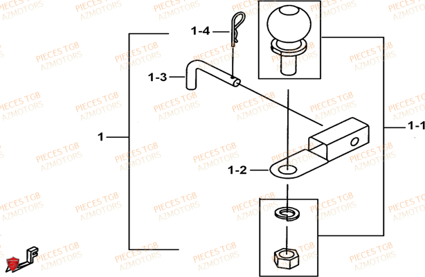 Attelage (option) AZMOTORS Pieces TGB BLADE 250 LE E LIMITED ED
(No serie RFCFCBFCA.... Type FCB)