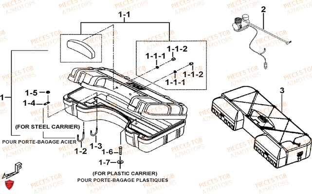 Coffre Arriere (option) AZMOTORS Pieces TGB BLADE 250 LE E LIMITED ED
(No serie RFCFCBFCA.... Type FCB)