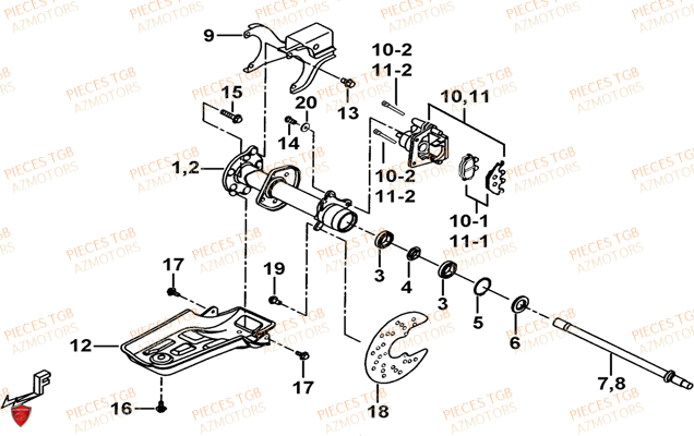 Axe Arriere TGB Pieces TGB BLADE 400/425 (Concerne les No serie RFCFBEFBA..type FBE)