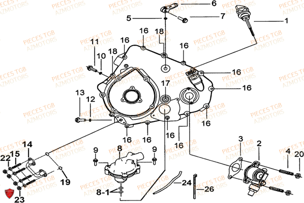 Cache Carter Moteur Gauche 2 TGB Pieces TGB BLADE 400/425 (Concerne les No serie RFCFBEFBA..type FBE)