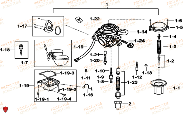 Carburateur TGB Pieces TGB BLADE 400/425 (Concerne les No serie RFCFBEFBA..type FBE)
