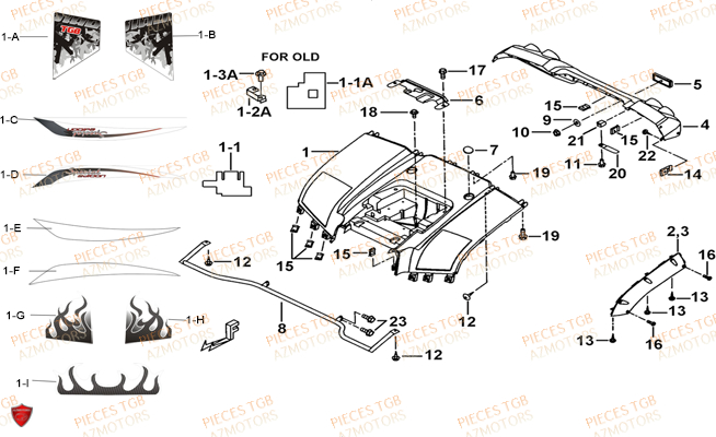 Carrosserie Arriere TGB Pieces TGB BLADE 400/425 (Concerne les No serie RFCFBEFBA..type FBE)