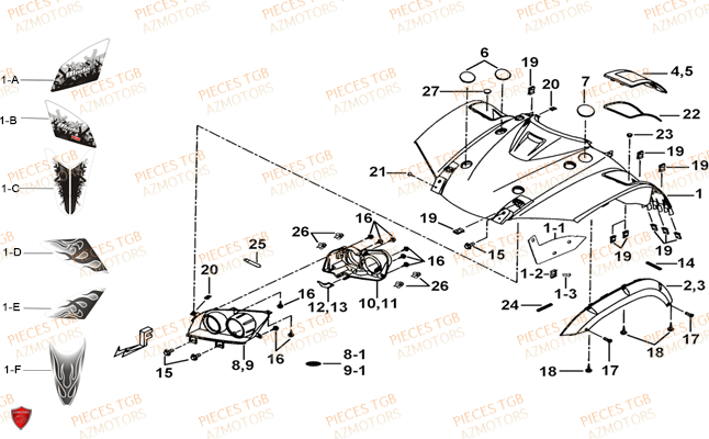 Carrosserie Avant TGB Pieces TGB BLADE 400/425 (Concerne les No serie RFCFBEFBA..type FBE)