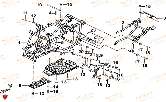 Chassis TGB Pieces TGB BLADE 400/425 (Concerne les No serie RFCFBEFBA..type FBE)