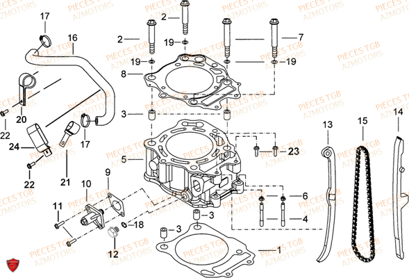 Cylindre TGB Pieces TGB BLADE 400/425 (Concerne les No serie RFCFBEFBA..type FBE)