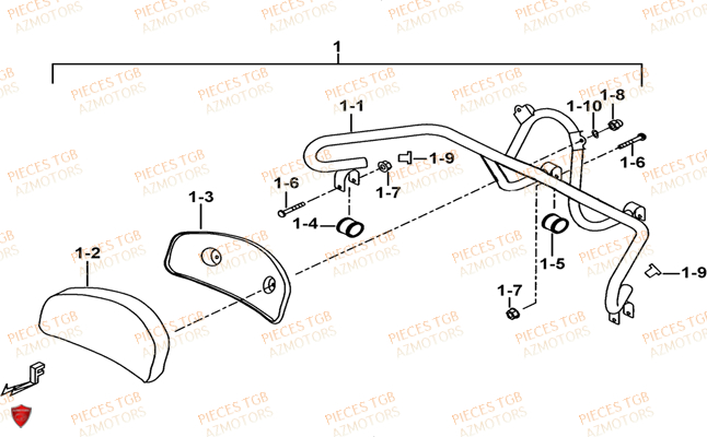 Dosseret Arriere TGB Pieces TGB BLADE 400/425 (Concerne les No serie RFCFBEFBA..type FBE)