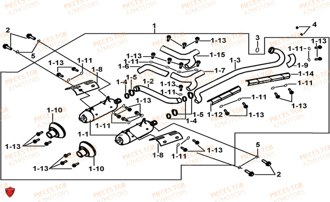 Echappement TGB Pieces TGB BLADE 400/425 (Concerne les No serie RFCFBEFBA..type FBE)