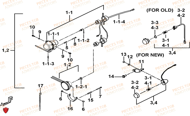 Eclairage Avant TGB Pieces TGB BLADE 400/425 (Concerne les No serie RFCFBEFBA..type FBE)