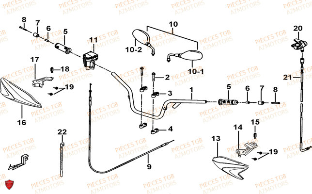 Guidon TGB Pieces TGB BLADE 400/425 (Concerne les No serie RFCFBEFBA..type FBE)