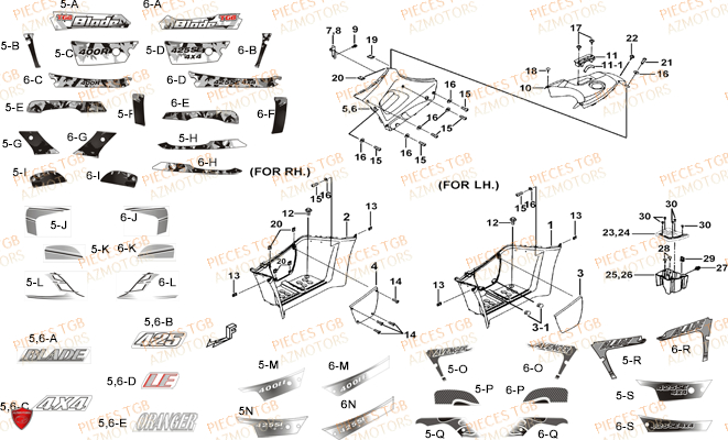 Marche Pied TGB Pieces TGB BLADE 400/425 (Concerne les No serie RFCFBEFBA..type FBE)