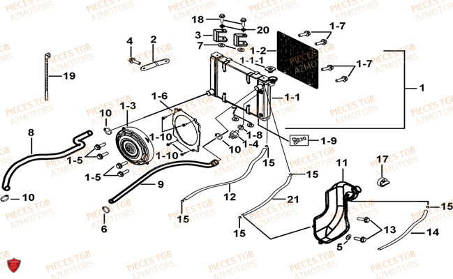 Refroidissement TGB Pieces TGB BLADE 400/425 (Concerne les No serie RFCFBEFBA..type FBE)