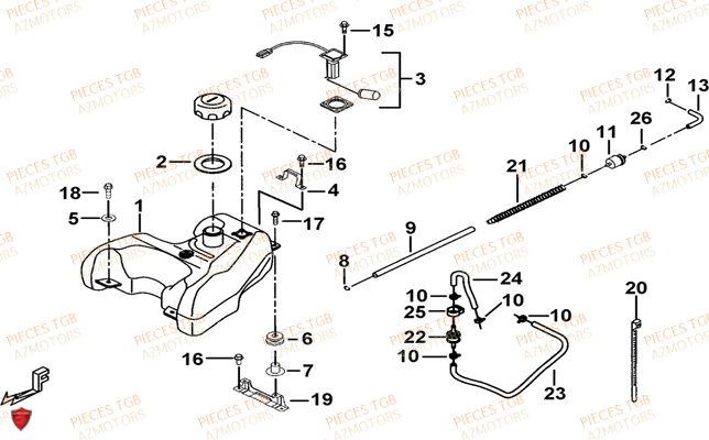 Reservoir A Partir Du No Serie 001375 TGB Pieces TGB BLADE 400/425 (Concerne les No serie RFCFBEFBA..type FBE)