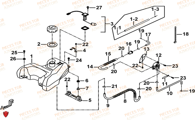 Reservoir Jusqu Au No Serie 001374 TGB Pieces TGB BLADE 400/425 (Concerne les No serie RFCFBEFBA..type FBE)