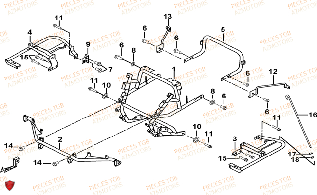 Support Pare Chocs TGB Pieces TGB BLADE 400/425 (Concerne les No serie RFCFBEFBA..type FBE)