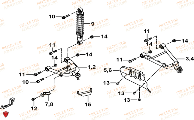 Suspension Avant TGB Pieces TGB BLADE 400/425 (Concerne les No serie RFCFBEFBA..type FBE)