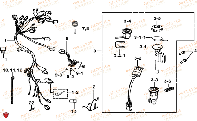 Systeme Electrique 2 TGB Pieces TGB BLADE 400/425 (Concerne les No serie RFCFBEFBA..type FBE)