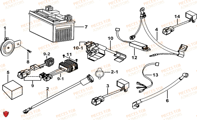 Systeme Electrique 3 TGB Pieces TGB BLADE 400/425 (Concerne les No serie RFCFBEFBA..type FBE)