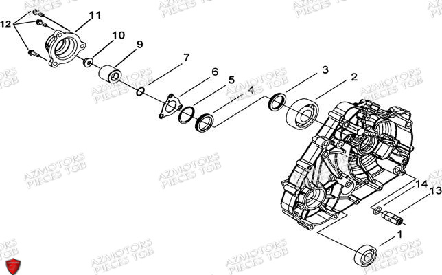Cache Carter Moteur Gauche 1 AZMOTORS Pieces TGB BLADE 470 SL (No Serie RFCFTGTBD...Type:FTG-HRE)