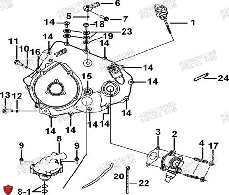 Cache Carter Moteur Gauche 2 AZMOTORS Pieces TGB BLADE 470 SL (No Serie RFCFTGTBD...Type:FTG-HRE)