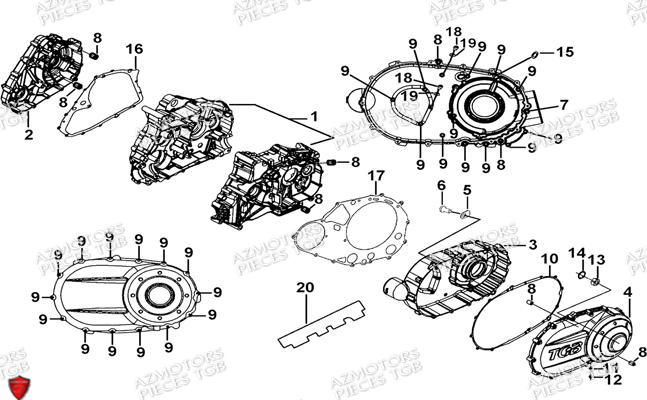 Carter Moteur AZMOTORS Pieces TGB BLADE 470 SL (No Serie RFCFTGTBD...Type:FTG-HRE)