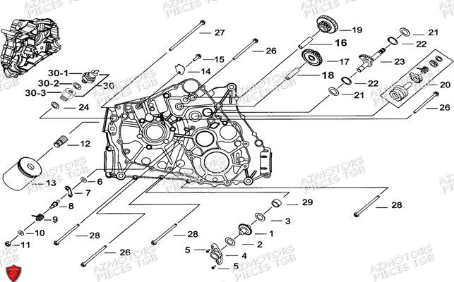 Carter Moteur Gauche 1 AZMOTORS Pieces TGB BLADE 470 SL (No Serie RFCFTGTBD...Type:FTG-HRE)