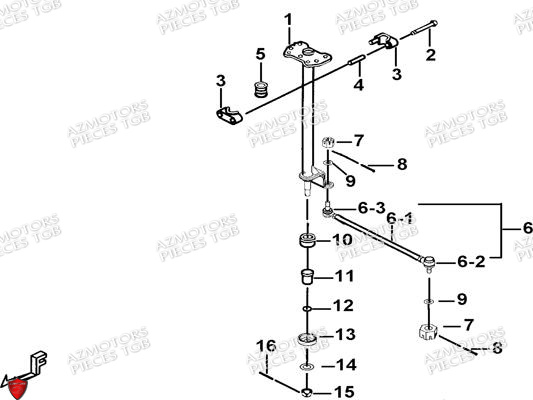 Colonne Direction Sans Eps AZMOTORS Pieces TGB BLADE 470 SL (No Serie RFCFTGTBD...Type:FTG-HRE)