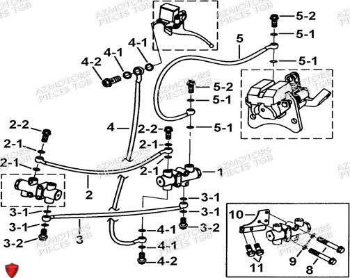 Distributeur Freinage Arriere AZMOTORS Pieces TGB BLADE 470 SL (No Serie RFCFTGTBD...Type:FTG-HRE)