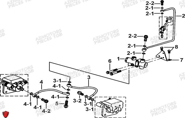 Distributeur Freinage Avant AZMOTORS Pieces TGB BLADE 470 SL (No Serie RFCFTGTBD...Type:FTG-HRE)