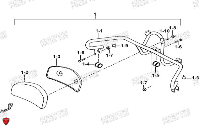 Dosseret Arriere Option AZMOTORS Pieces TGB BLADE 470 SL (No Serie RFCFTGTBD...Type:FTG-HRE)