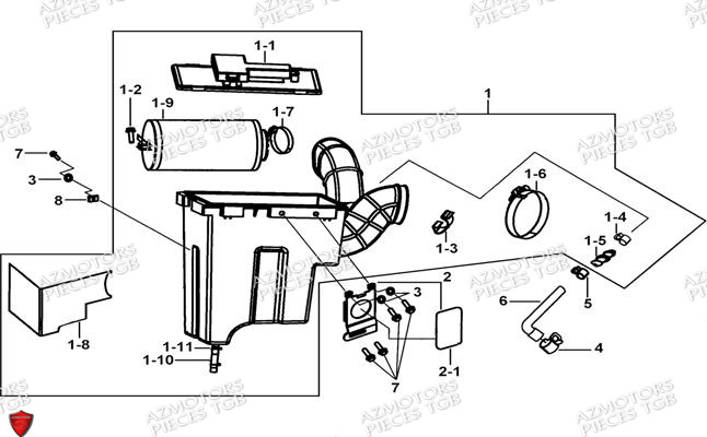 Ensemble Filtre A Air AZMOTORS Pieces TGB BLADE 470 SL (No Serie RFCFTGTBD...Type:FTG-HRE)