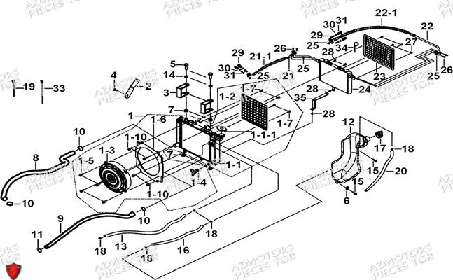 Ensemble Refroidissement AZMOTORS Pieces TGB BLADE 470 SL (No Serie RFCFTGTBD...Type:FTG-HRE)