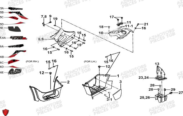 Marche Pied AZMOTORS Pieces TGB BLADE 470 SL (No Serie RFCFTGTBD...Type:FTG-HRE)