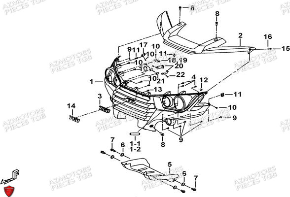 Pare Chocs AZMOTORS Pieces TGB BLADE 470 SL (No Serie RFCFTGTBD...Type:FTG-HRE)