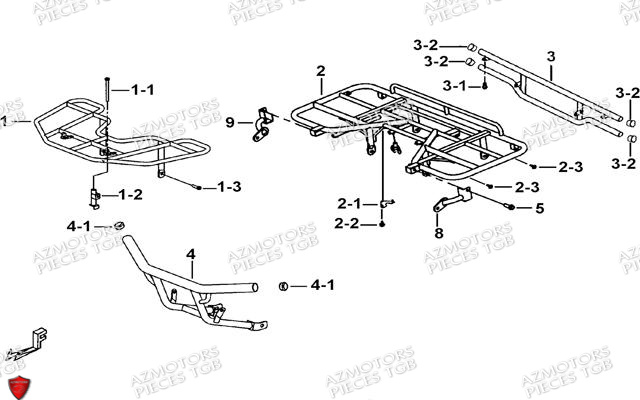 Porte Bagages Pare Chocs Option AZMOTORS Pieces TGB BLADE 470 SL (No Serie RFCFTGTBD...Type:FTG-HRE)