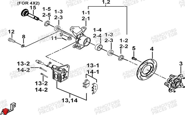 Porte Fusee De Direction AZMOTORS Pieces TGB BLADE 470 SL (No Serie RFCFTGTBD...Type:FTG-HRE)